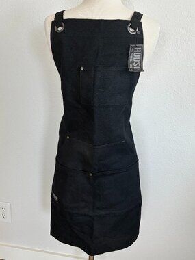 NWT Hudson Durable Goods Waxed Canvas Work Apron Black 16 oz Pockets Chef Grill